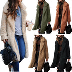 Damen kuscheliger Teddy-Mantel mit elegantem Revers und praktischen Taschen R&B