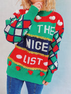 Damen festlicher Pullover mit weihnachtlichem Design und verspielten Details R&B