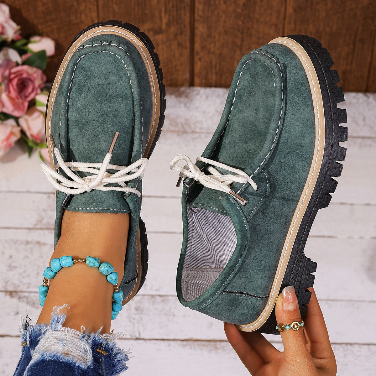 Damen Freizeitschuhe mit modischem Schnürdesign und rutschfester Sohle R&B