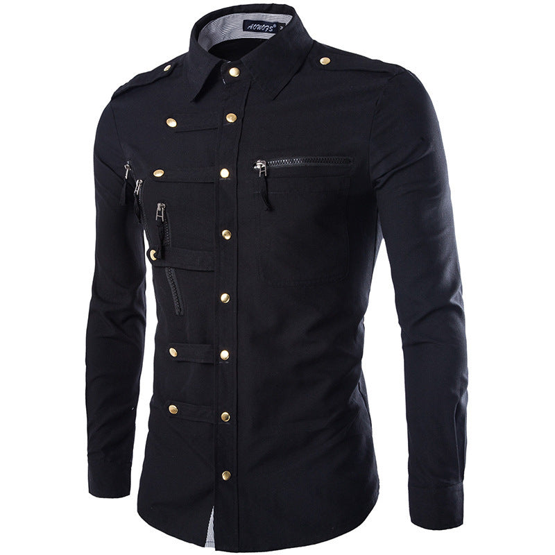 Herren modisches Hemd mit multifunktionalen Taschen und hochwertigem Stoff R&B