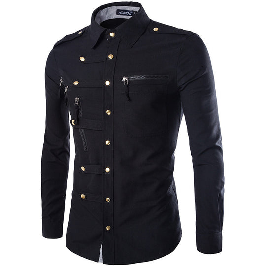 Herren modisches Hemd mit multifunktionalen Taschen und hochwertigem Stoff R&B