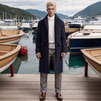 Herren eleganter Langmantel im Hahnentrittmuster R&B