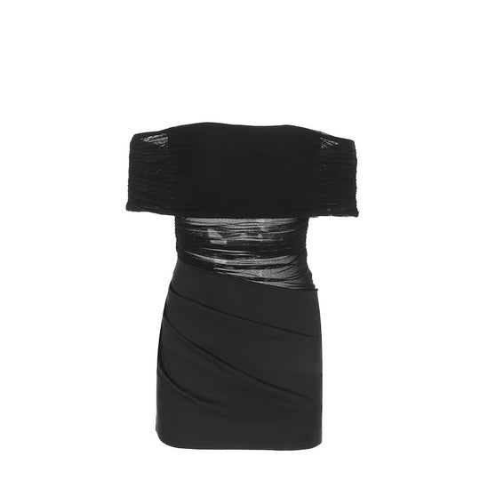 Damen Off-Shoulder Mini-Kleid mit figurbetontem Rüschendesign und asymmetrischem Saum R&B
