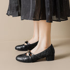 Damen Ballerinas mit dekorativer Schnallenapplikation und komfortablem Blockabsatz