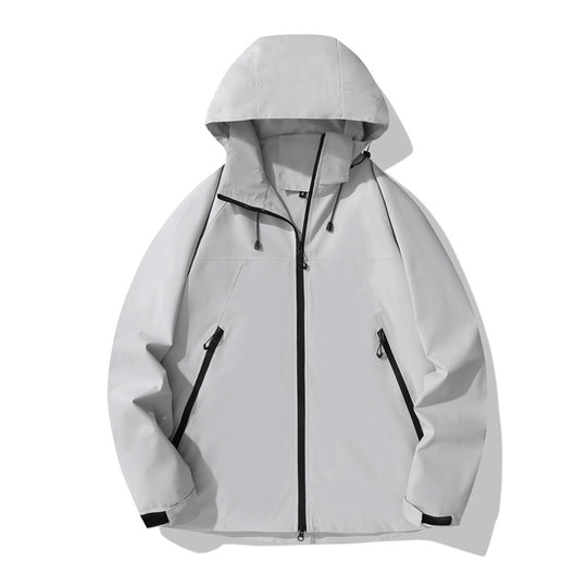 Damen wasserabweisende Outdoor-Jacke mit verstellbarem Kapuzenkragen und funktionalen Reißverschlusstaschen R&B