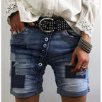 Damen modische Denim-Shorts mit funktionalen Taschen und distressed Akzenten R&B