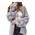 Damen Strickjacke mit voluminösen Puffärmeln und strukturierter Maschenoptik R&B