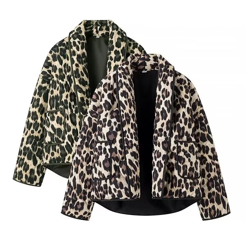 Damen Leoprint Bomberjacke mit stylischem Schnitt und praktischen Taschen R&B
