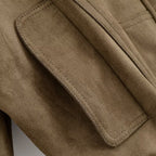 Damen Kunstleder Blousonjacke mit praktischen Taschen und elastischem Saum R&B