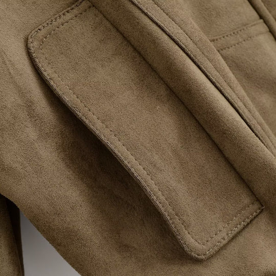Damen Kunstleder Blousonjacke mit praktischen Taschen und elastischem Saum R&B