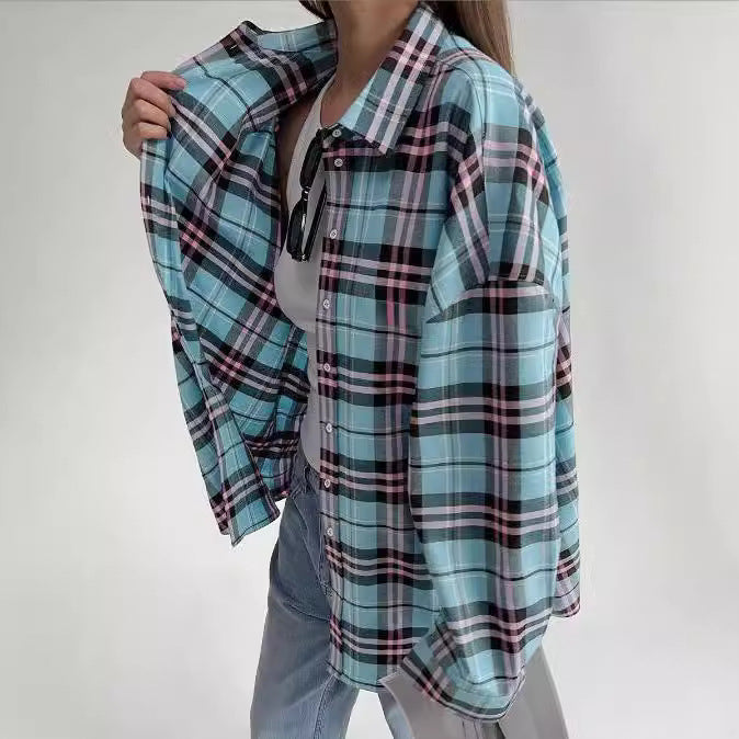 Damen lässige Karierte Hemdbluse R&B