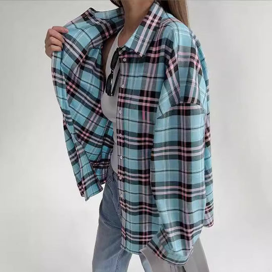 Damen lässige Karierte Hemdbluse R&B