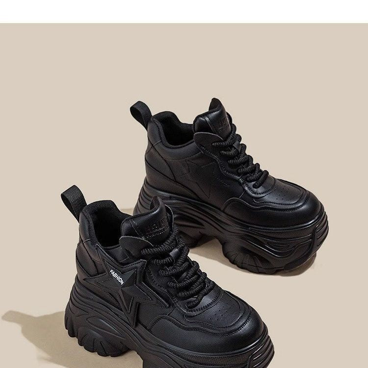 Damen Chunky Sneaker mit modischem Sternen-Design und extragroßer Sohle