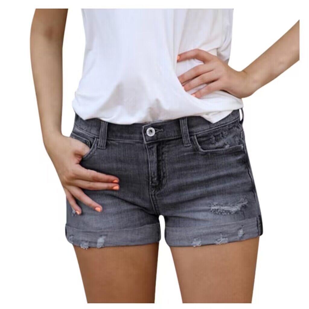 R&B | Zerrissene Quasten-Denim-Shorts