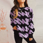 Damen grob strukturiertes Sweatshirt mit kontrastierenden Mustern R&B
