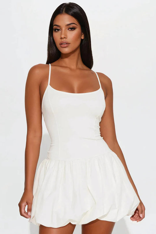 Damen Minikleid mit doppeltem Rüschensaum und Spaghettiträgern R&B
