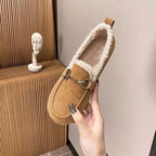 Damen Flauschige Mokassins mit elegantem Kunstfellkragen und modischen Details R&B