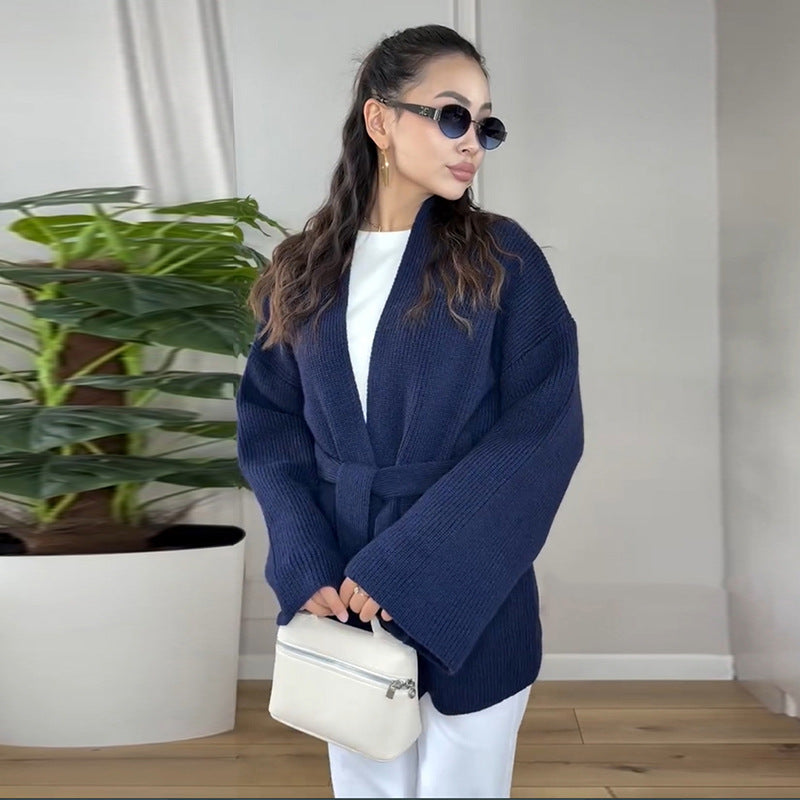 Damen gemütlicher Strickmantel R&B