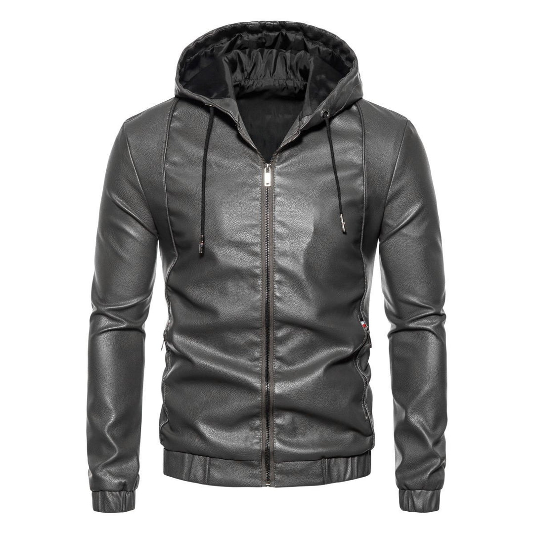 Herren Kunstlederjacke mit praktischem Kapuzen Design und sportiven Details R&B