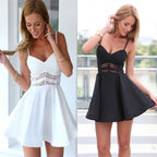 Damen A-Linien Sommer Mini Kleid mit Spitzenoberteil Detail R&B