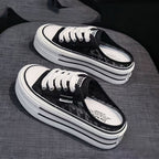 Damen Plattform Sneaker mit luftiger Canvas-Oberfläche und rutschfester Sohle