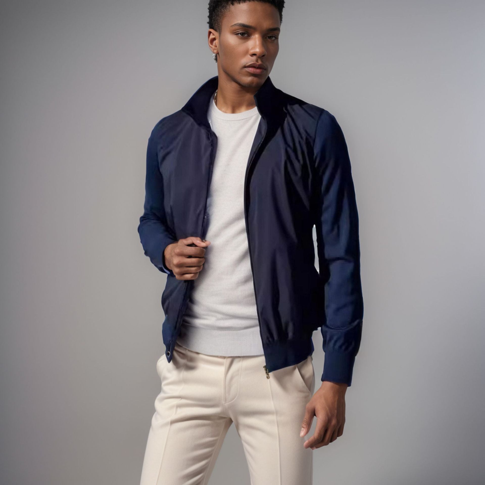 Herren lässige Sommerjacke im minimalistischen Design mit praktischen Reißverschlusstaschen R&B