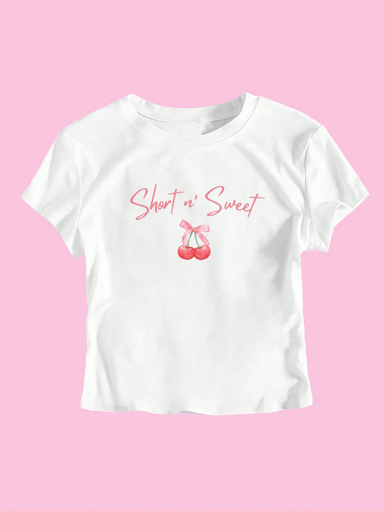 Damen T-Shirt mit künstlerischem Statement-Print und figurbetontem Schnitt R&B