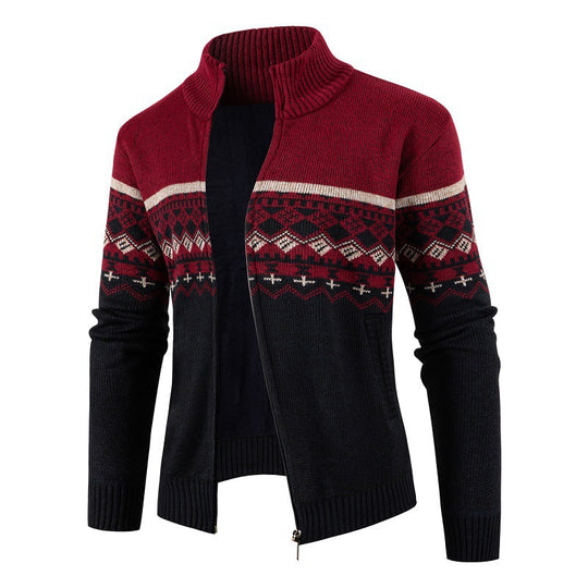 Herren modische Strickjacke mit hohem Kragen R&B