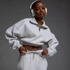 Damen lässiges und oversized Sweatset mit Reißverschluss