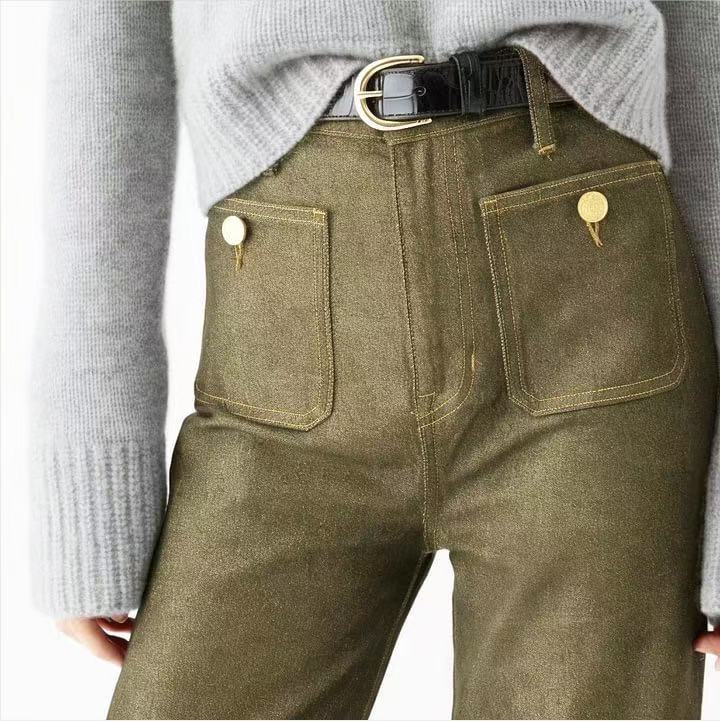 Damen Weite Jeans mit modischem Saum R&B
