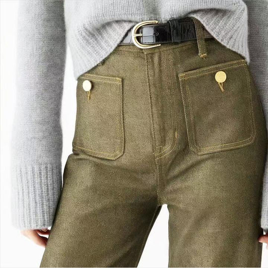 Damen Weite Jeans mit modischem Saum R&B