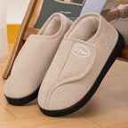 Damen Bequeme und warme Hausschuhslipper mit verstellbarem Klettverschluss R&B
