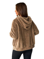 Damen Kuschelige Fleece-Jacke mit Känguru-Tasche und Kapuze R&B