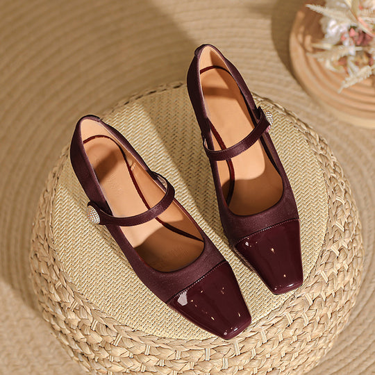 Damen elegante Mary Jane Pumps mit feinem Absatz und modischem Riemen R&B