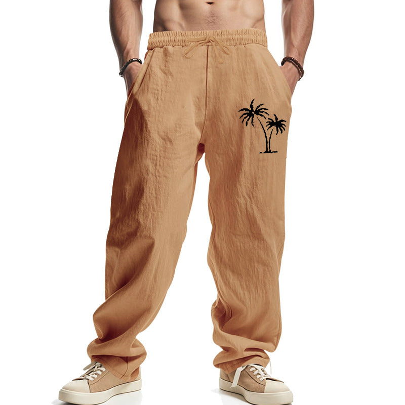 Herren lässige Strandhose mit hohem Tragekomfort und speziellen Palmenmotiven R&B