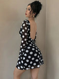 Damen luftiges Minikleid mit aufregendem Rückenausschnitt und modernen Punkten R&B