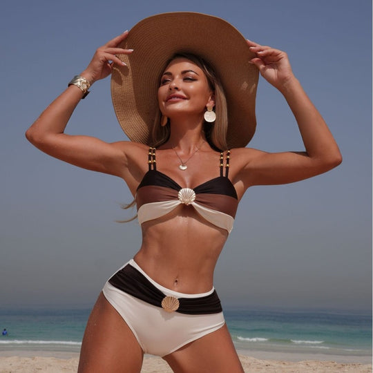 Damen Designer-Bikini mit dekorativen Trägern R&B