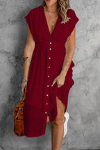 Damen Sommerkleid mit knopflosem Design und fließendem Schnitt R&B