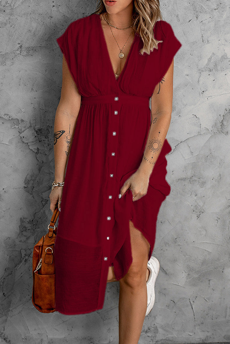 Damen Sommerkleid mit knopflosem Design und fließendem Schnitt R&B