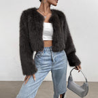 Damen Flauschige Kurzjacke R&B
