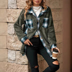 Damen Fleece-Hemdjacke mit Karomuster und weichem Innenfutter R&B