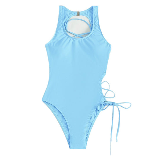 Damen Hochgeschnittener Badeanzug mit raffiniertem Schnürdesign R&B