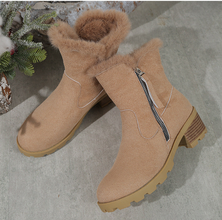 Damen Winterstiefel mit kuscheligem Fellkragen und rutschfester Sohle R&B
