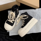 Damen Hochwertige Plateausneaker mit seitlichem Reißverschluss und atmungsaktiver Canvas-Oberfläche R&B