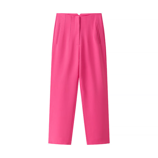 Damen elegante Hochbundhose mit feinen Falten und praktischen Taschen R&B
