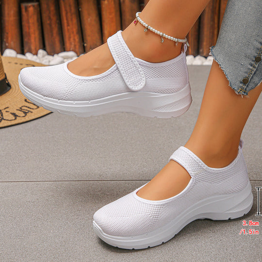 Damen Sportliche Slip-On Sneakers mit atmungsaktivem Mesh-Obermaterial und elastischen Riemen R&B