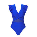 Damen Elegant geschnittener Einteiler mit Rüschendetails R&B