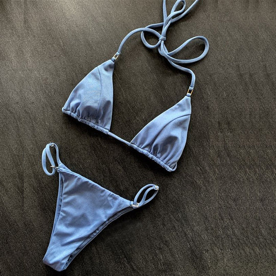 Damen Triangel-Bikini mit Raffung und verstellbaren Trägern R&B
