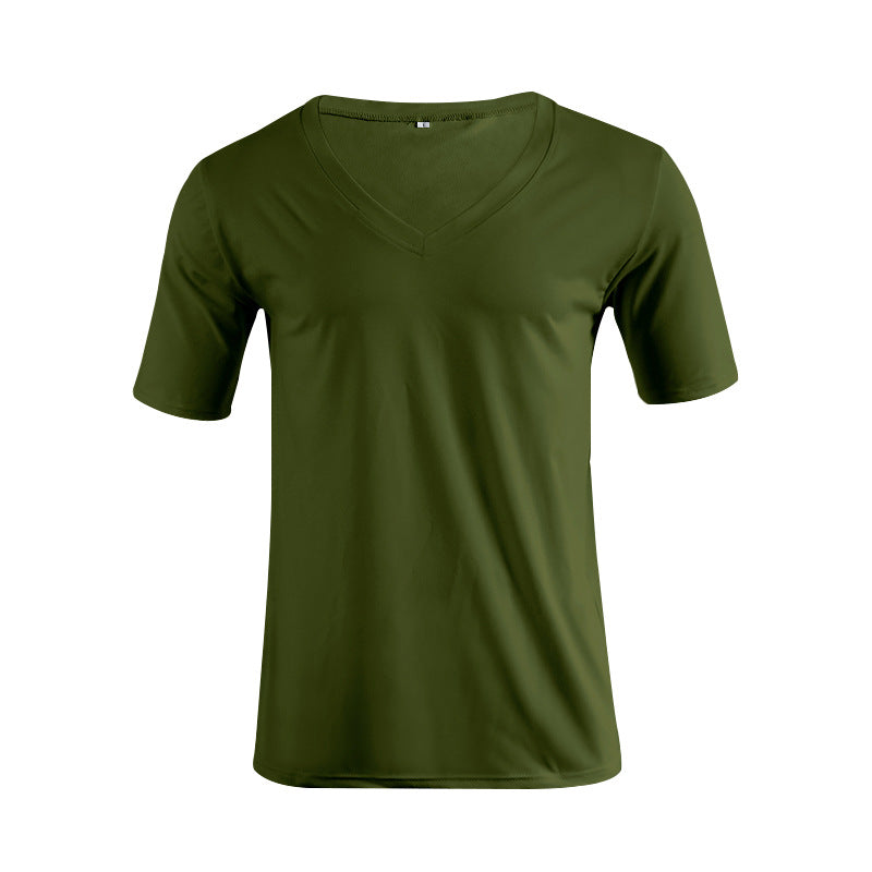 Herren nan V-Ausschnitt T‑Shirt aus feinem Jersey mit schmaler Silhouette und flachen Nähten R&B