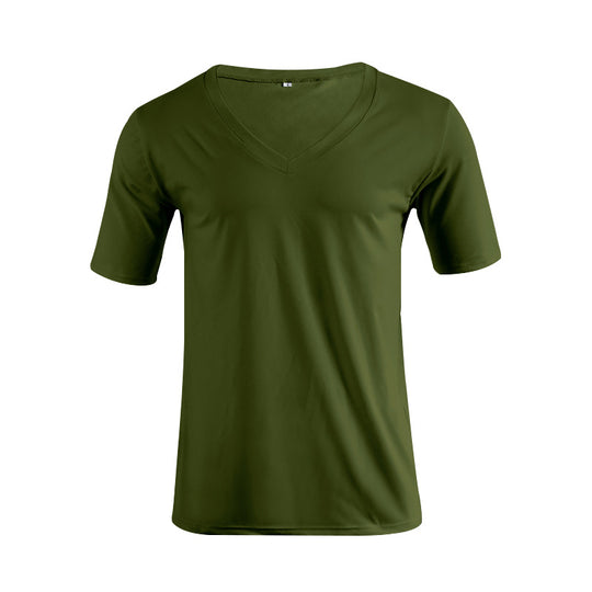 Herren nan V-Ausschnitt T‑Shirt aus feinem Jersey mit schmaler Silhouette und flachen Nähten R&B